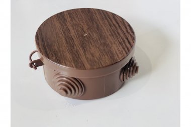 Фотография товара 'Kopos KR 85_TD Коробка расп. wood style темное дерево, для О/П D=85x40мм 4хD20мм, IP54'