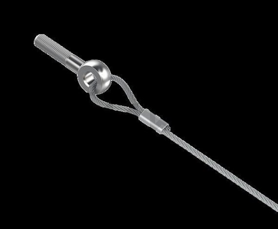 Фотография товара 'Kopos KEUS-SRB-2-6-10 Стальной трос 2мм с рым-болтом и замком М6, 10 м'